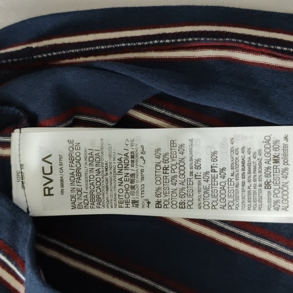 60. RVCA Cassady Stripe Polo Shirt | Color - Moody Blue - Picture 8 of 8